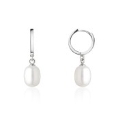 Cercei rotunzi argint cu perle naturale albe DiAmanti E18961+1-AS